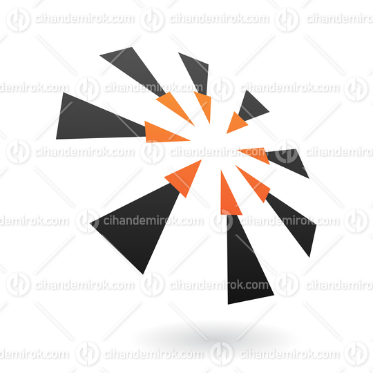 Black Triangles with Orange Spiky Tips in Perspective Abstract Logo Icon