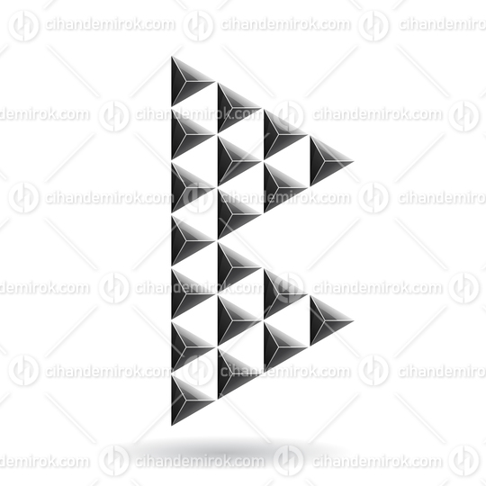 Black Triangular Letter B Icon Made of Small Glossy Pyramids