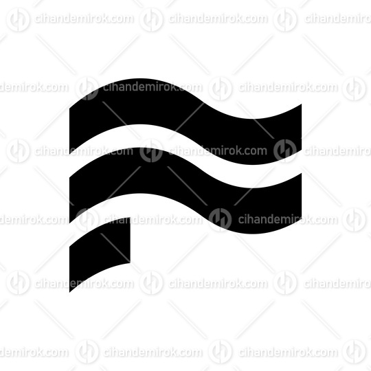 Black Wavy Flag Shaped Letter F Icon