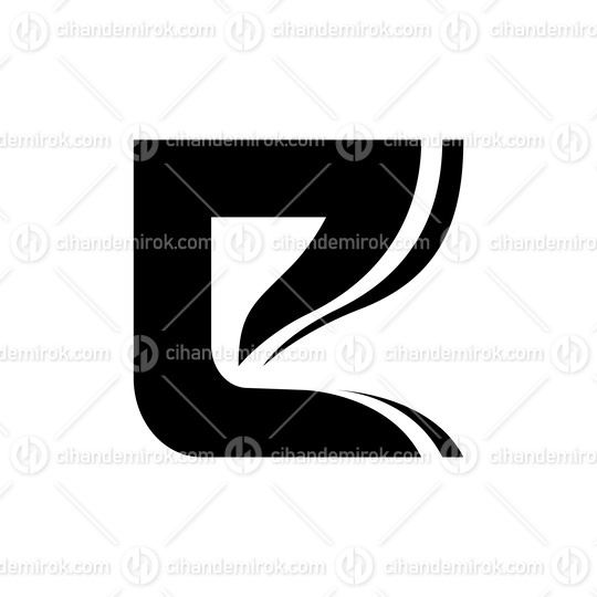 Black Wavy Layered Letter E Icon