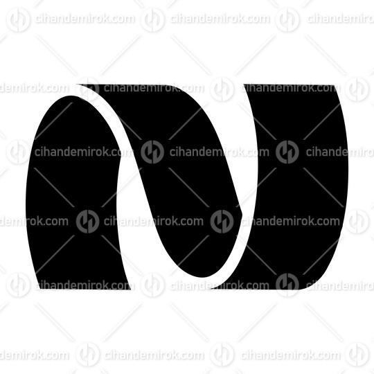 Black Wavy Shaped Letter N Icon