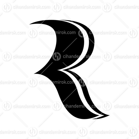 Black Wavy Shaped Letter R Icon
