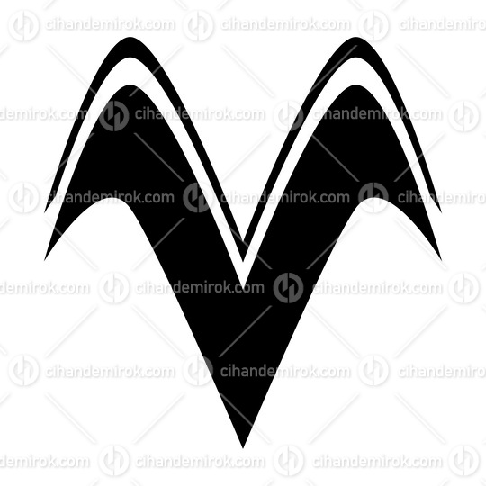 Black Wing Shaped Letter V Icon
