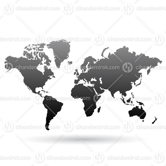 Black World Map with a Shadow
