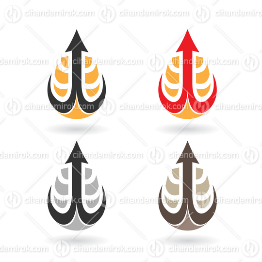 Black Yellow Red and Brown Drop Shaped Anchor or Pitchfork