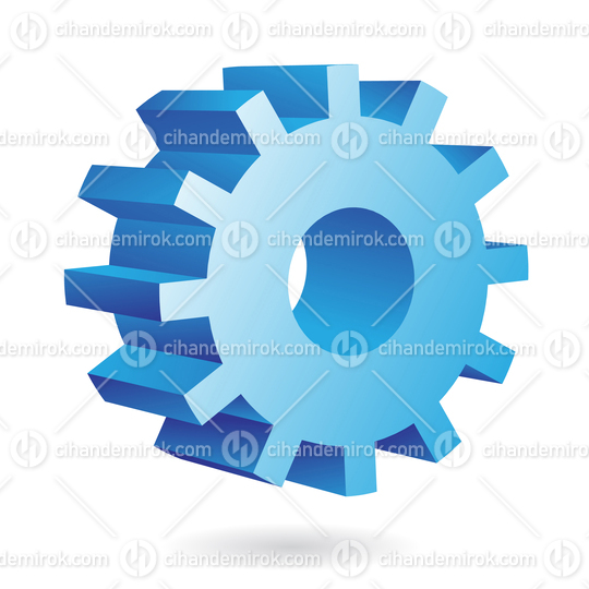 Blue 3d Cog or Gear Icon