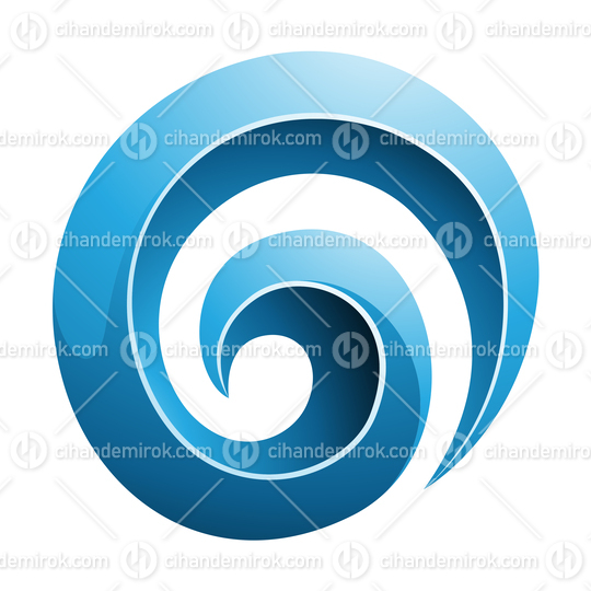 Blue 3d Glossy Swirl Shaped Logo Icon - Bundle No: 014