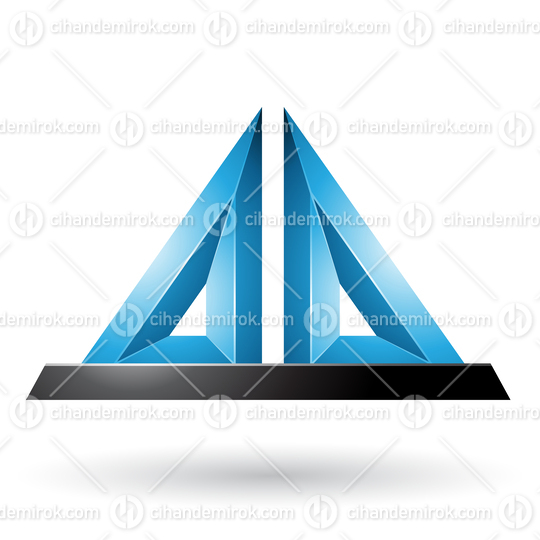 Blue 3d Pyramidical Embossed Shape Vector Illustration