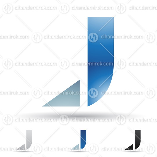 Blue Abstract Glossy Logo Icon of a Bold Letter J with a Spiky Tail