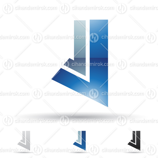 Blue Abstract Glossy Logo Icon of Bold Striped Letter J