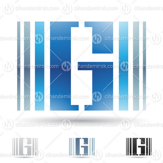 Blue Abstract Glossy Logo Icon of Rectangular Letter G