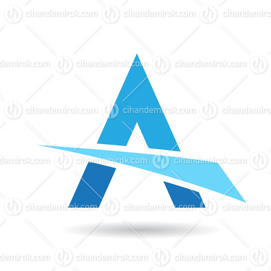 Blue Abstract Icon of Letter A with a Cutting Triangle