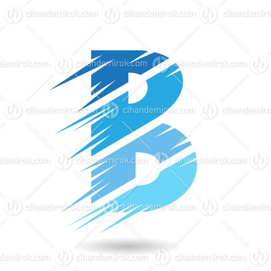 Blue Abstract Letter B Symbol with Swooshed Stripes