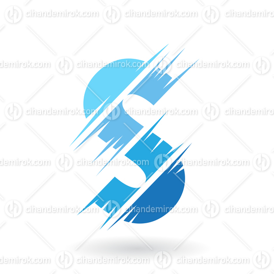 Blue Abstract Letter S Icon with Swooshed Stripes