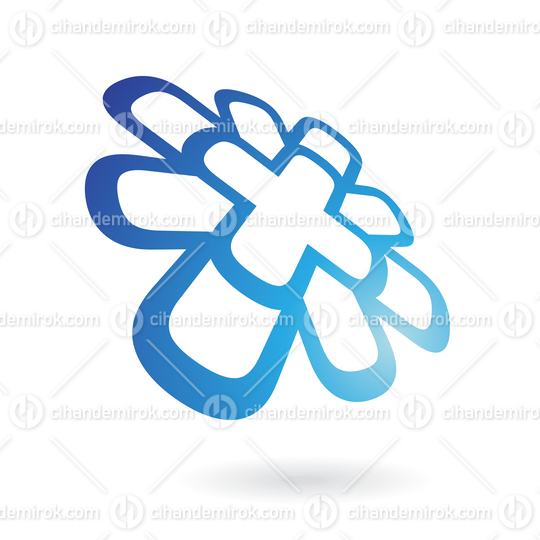 Blue Abstract Logo Icon of Intertwined Multiplication and Plus Signs 