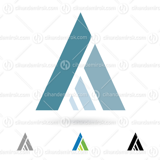 Blue Abstract Logo Icon of Letter A with Diagonal Rectangles