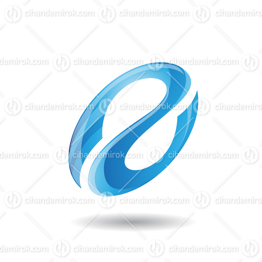 Blue Abstract Oval Curvy Icon for Letter A or Reverse S