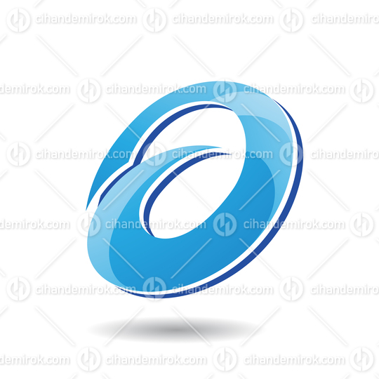 Blue Abstract Oval Layered Spiky Round Icon for Lowercase Letter A