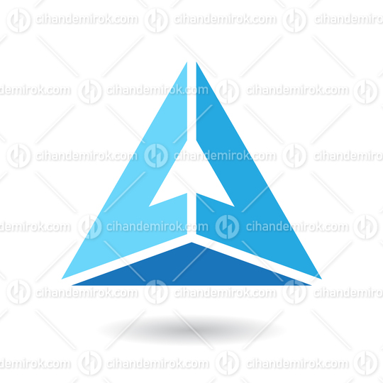 Blue Abstract Pyramid Shaped Letter A with a Shadow