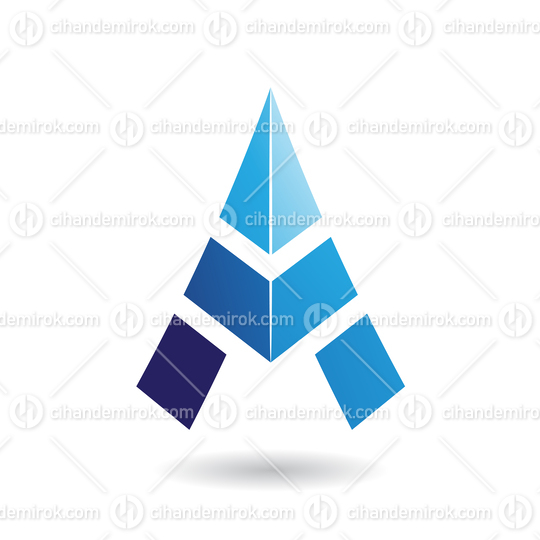 Blue Abstract Pyramidical Tower Shaped Icon for Letter A