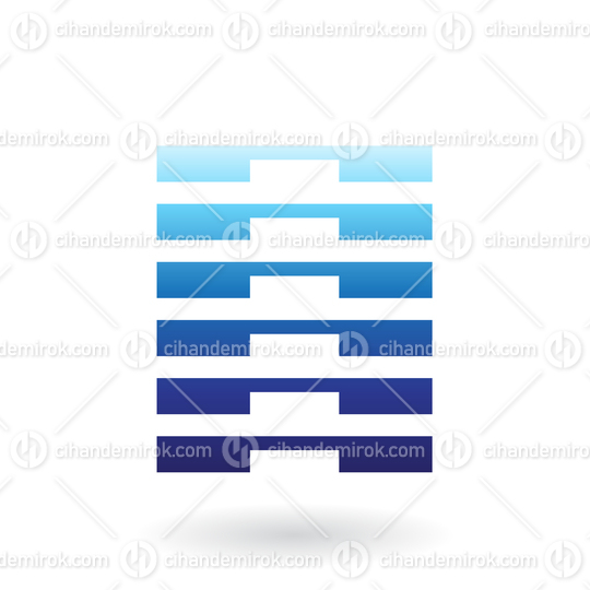 Blue Abstract Rectangular Shape with Thin and Thick Stripes