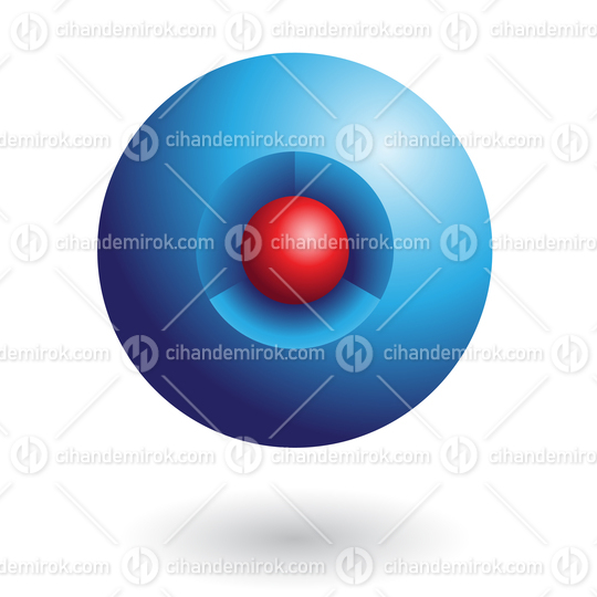 Blue Abstract Shiny 3d Sphere Logo Icon with a Red Core