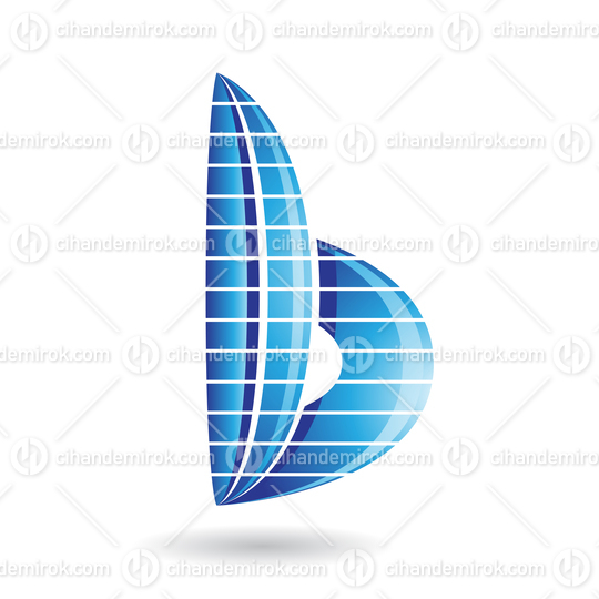 Blue Abstract Skyscraper Shaped Striped Letter B Icon