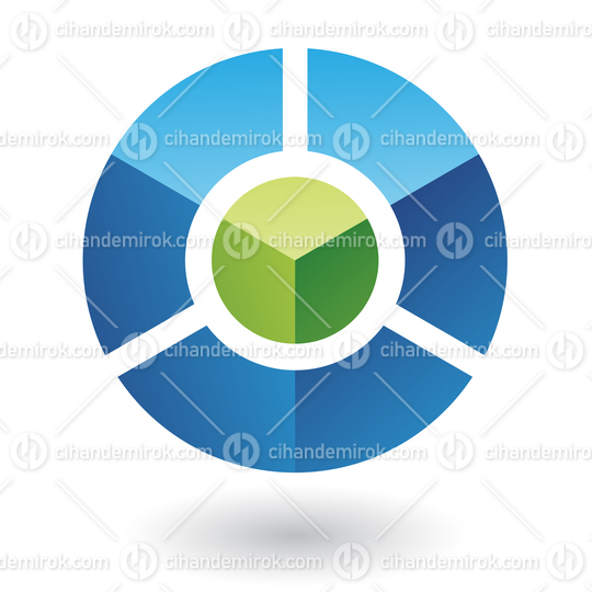 Blue Abstract Sphere with Green Round Core Logo Icon