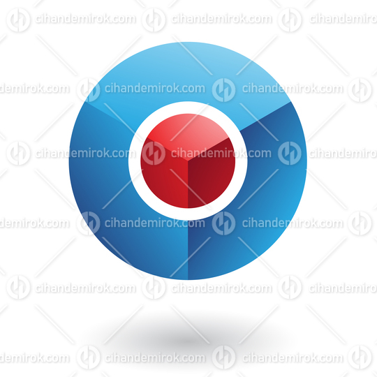 Blue Abstract Sphere with Red Round Core Logo Icon