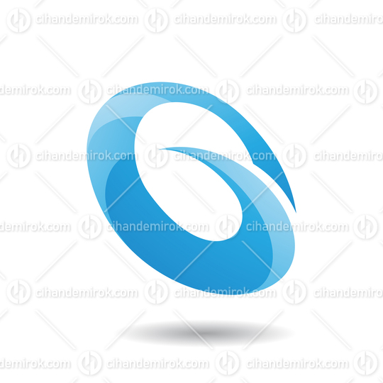 Blue Abstract Spiky Oval Icon for Letter G Q or O