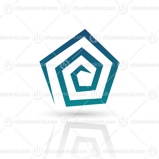 Blue Abstract Spiral Pentagon Icon