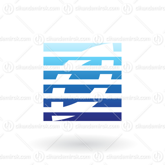 Blue Abstract Square Wheat Grain Icon with Stripes