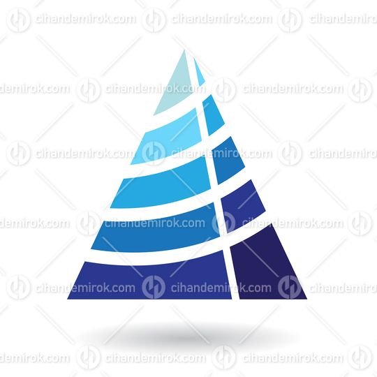 Blue Abstract Striped Metronome Shaped Icon of Letter A