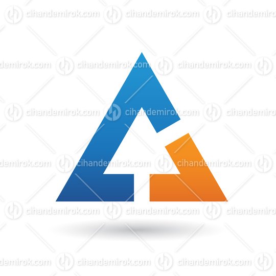 Blue Abstract Triangle Icon with an Orange Corner