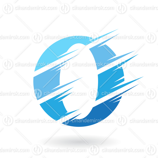 Blue Abstract Uppercase Letter O with Swooshed Stripes
