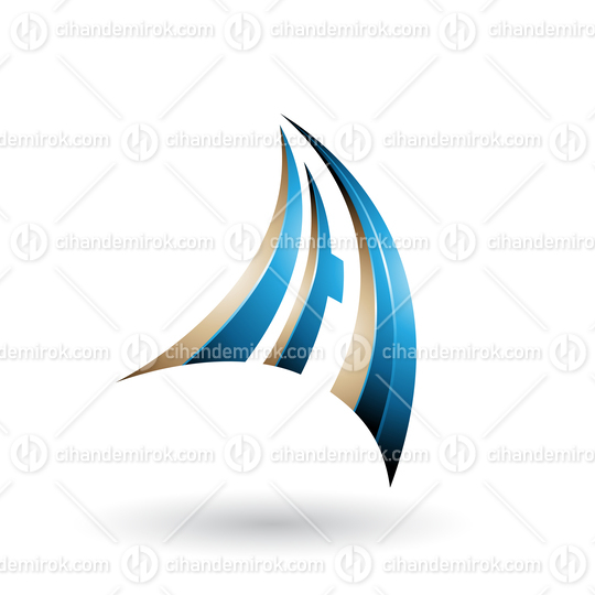 Blue and Beige 3d Dynamic Flying Letter A Vector Illustration