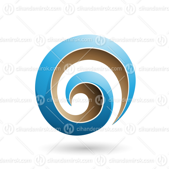 Blue and Beige 3d Glossy Swirl Shape Vector Illustration