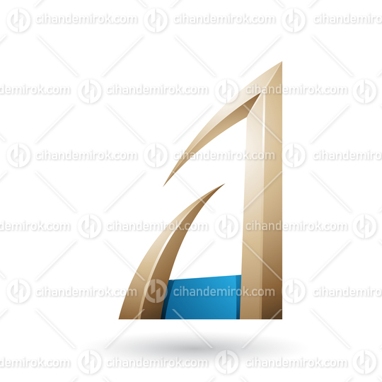 Blue and Beige Arrow Shaped Letter A Vector Illustration