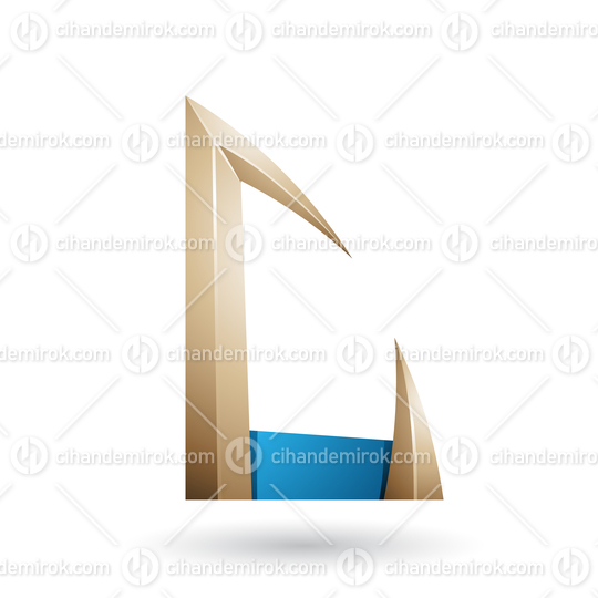 Blue and Beige Arrow Shaped Letter C Vector Illustration