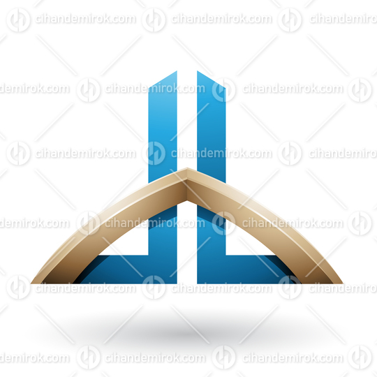 Blue and Beige Bridged Skyscraper-like Letters of D and B