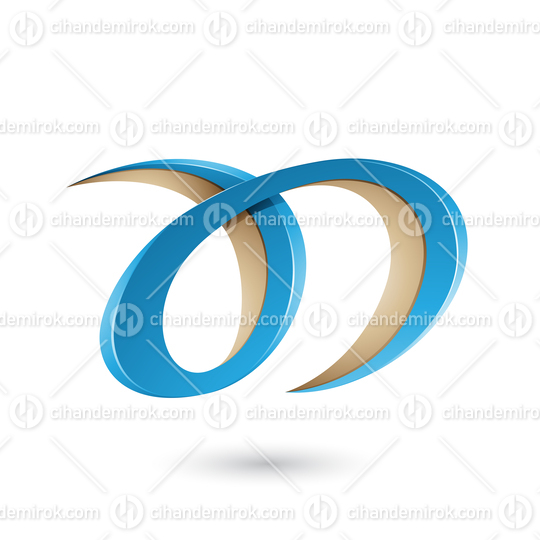 Blue and Beige Curvy Letter A and D Vector Illustration