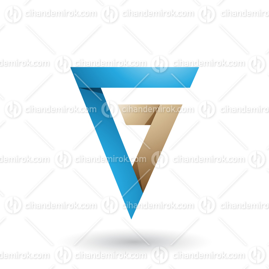 Blue and Beige Folded Triangle Letter G Vector Illustration