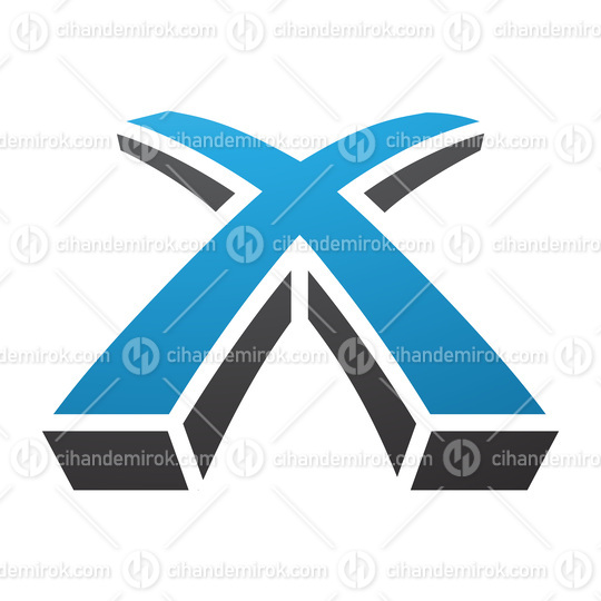 Blue and Black 3d Shaped Letter X Icon