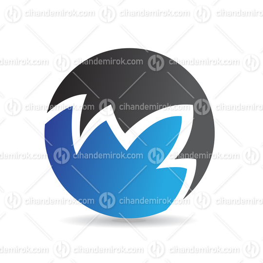 Blue and Black Abstract Bush Like Round Logo Icon