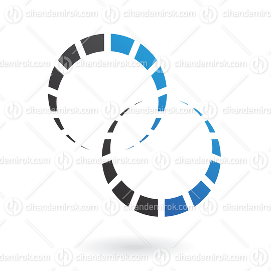 Blue and Black Abstract Crescent Shaped Gears