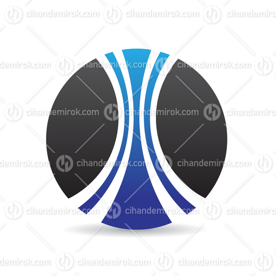 Blue and Black Abstract Curvy Striped Round Logo Icon