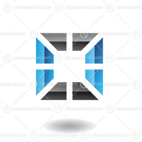 Blue and Black Abstract Embossed Square Frame Logo Icon