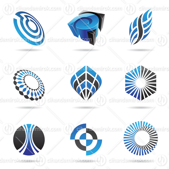 Blue and Black Abstract Geometrical Icons
