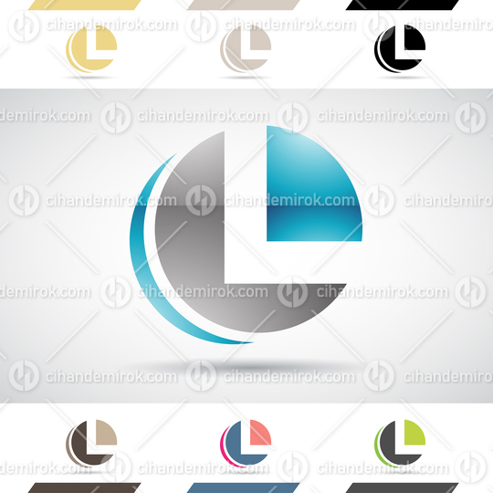 Blue and Black Abstract Glossy Logo Icon of a Circle Letter L