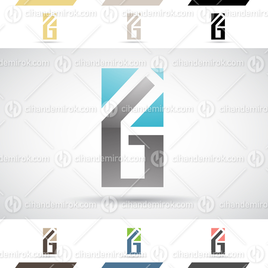 Blue and Black Abstract Glossy Logo Icon of Letter G with Cornered Shapes